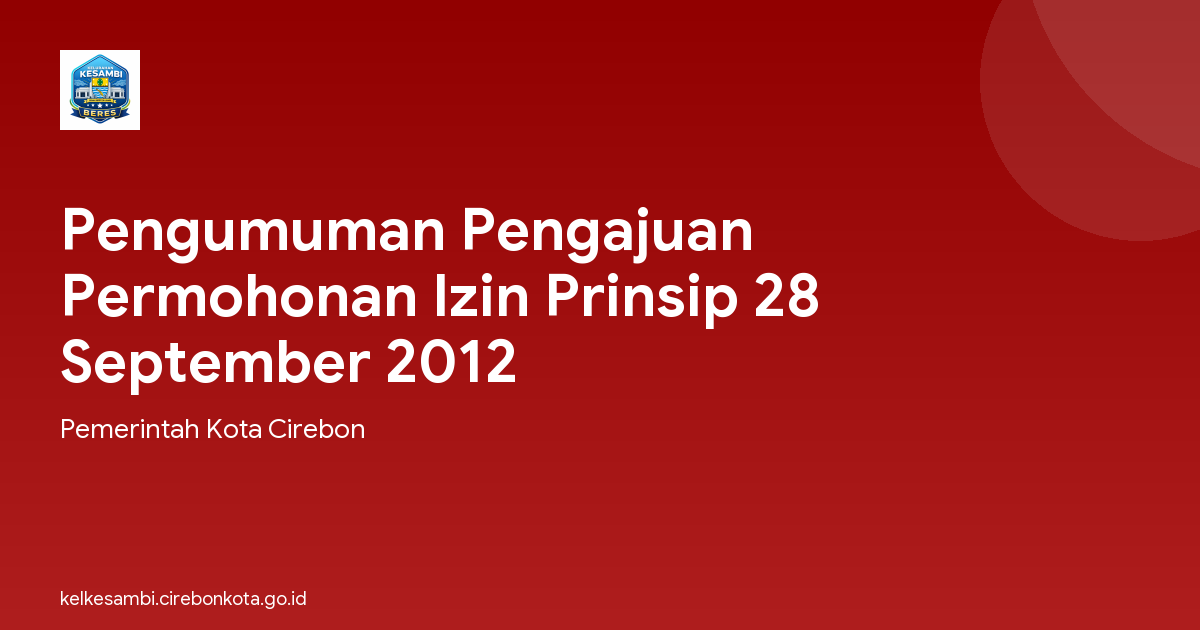 Pengumuman Pengajuan Permohonan Izin Prinsip 28 September 2012