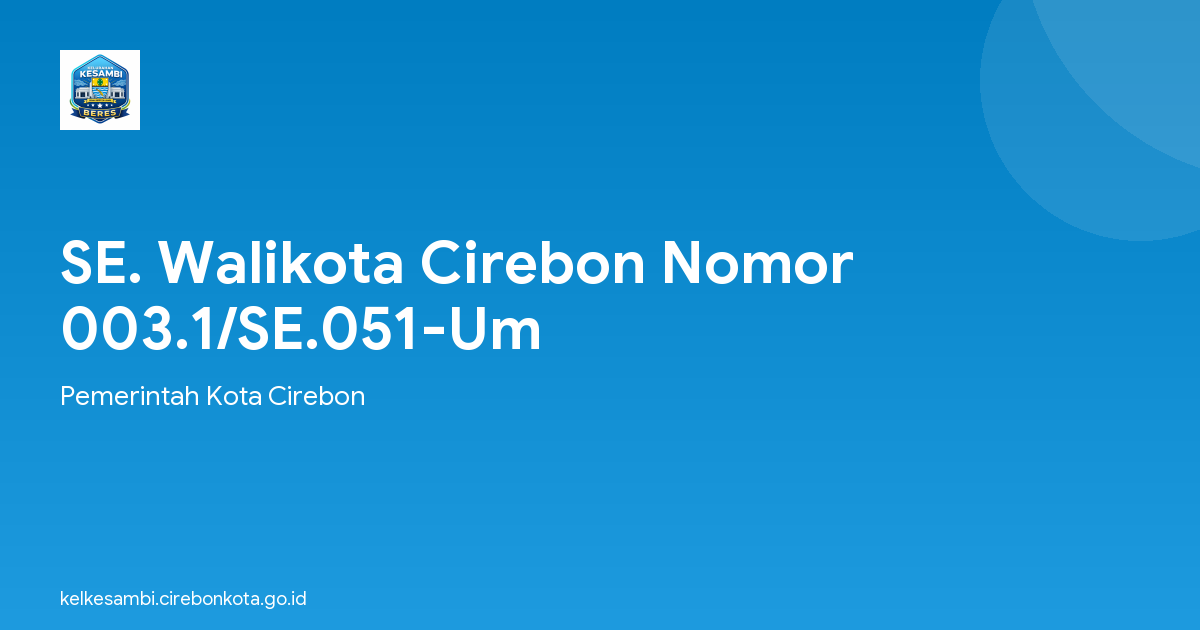 SE. Walikota Cirebon Nomor 003.1/SE.051-Um
