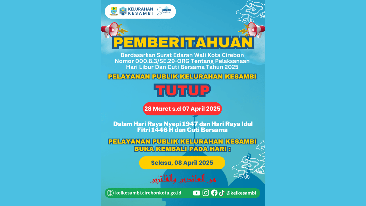 Pemberitahuan Penutupan Pelayanan Publik Kelurahan Kesambi